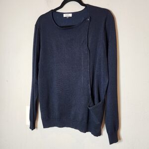 Galeries‎ Lafayette Navy Sweater. One pocket. Size large.